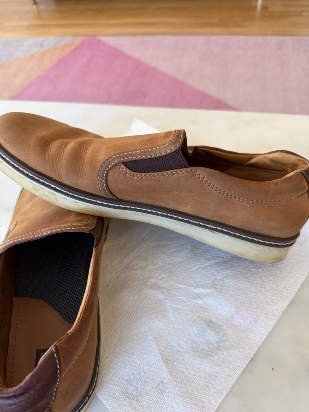 Johnston & Murphy brown sheepskin slip on - Picture 7 of 8